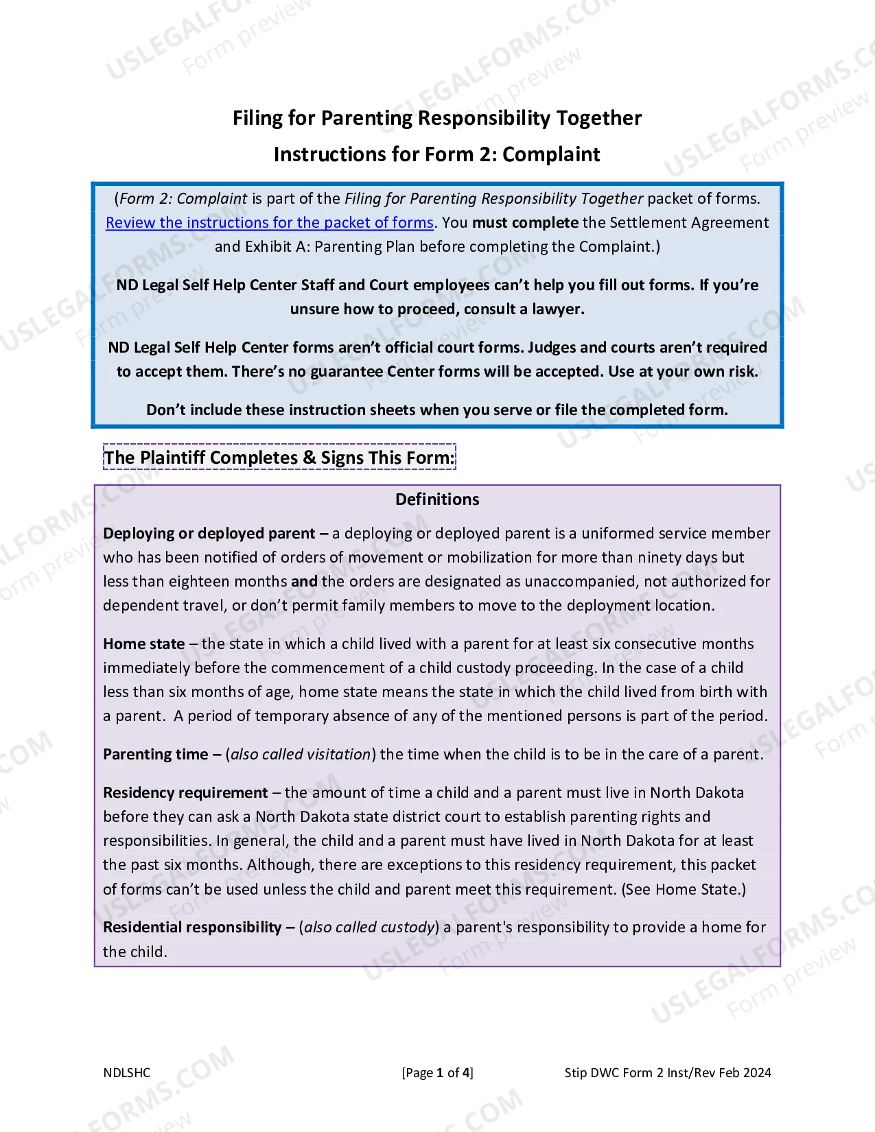 Preview Form 2 Complaint