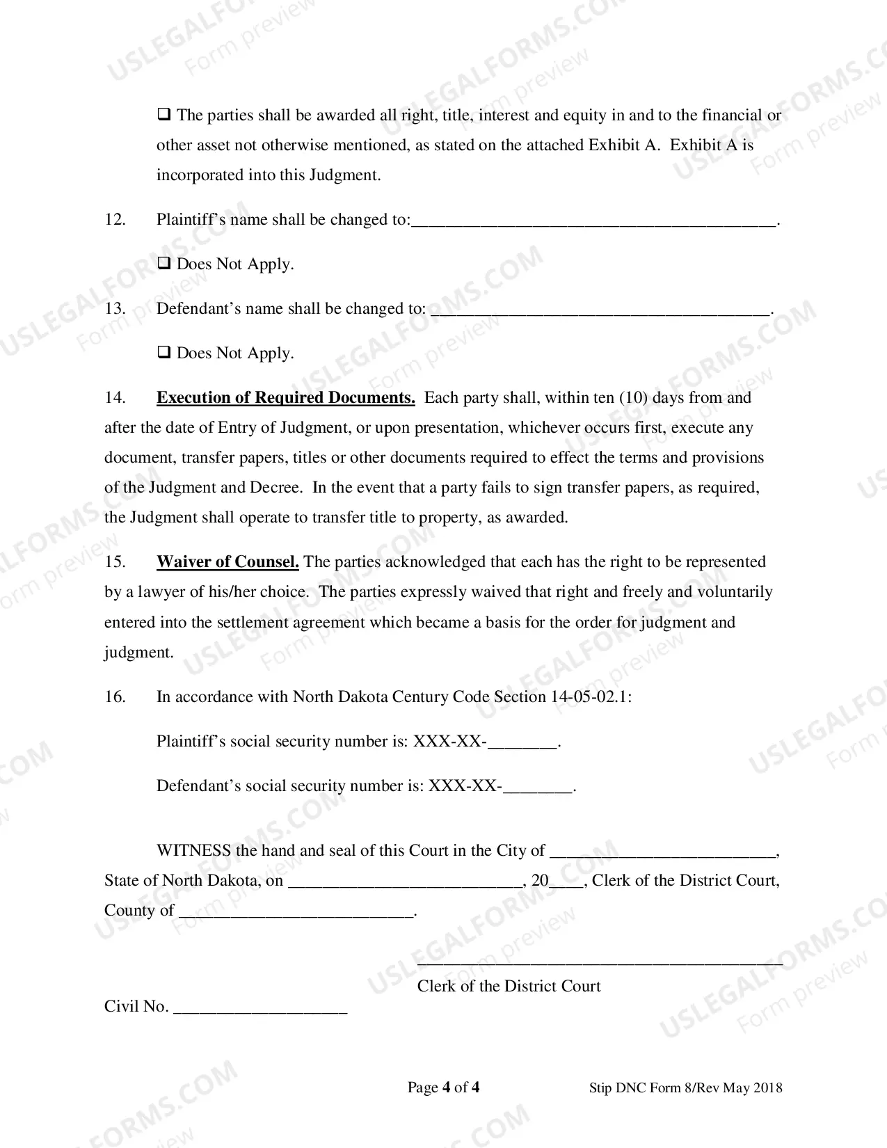 Preview Form 8 Judgment