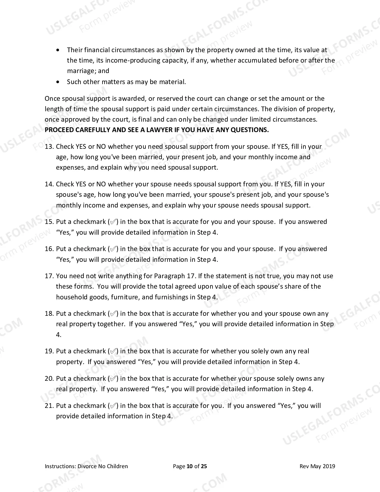 Preview Packet for Divorce with Agreement without Children