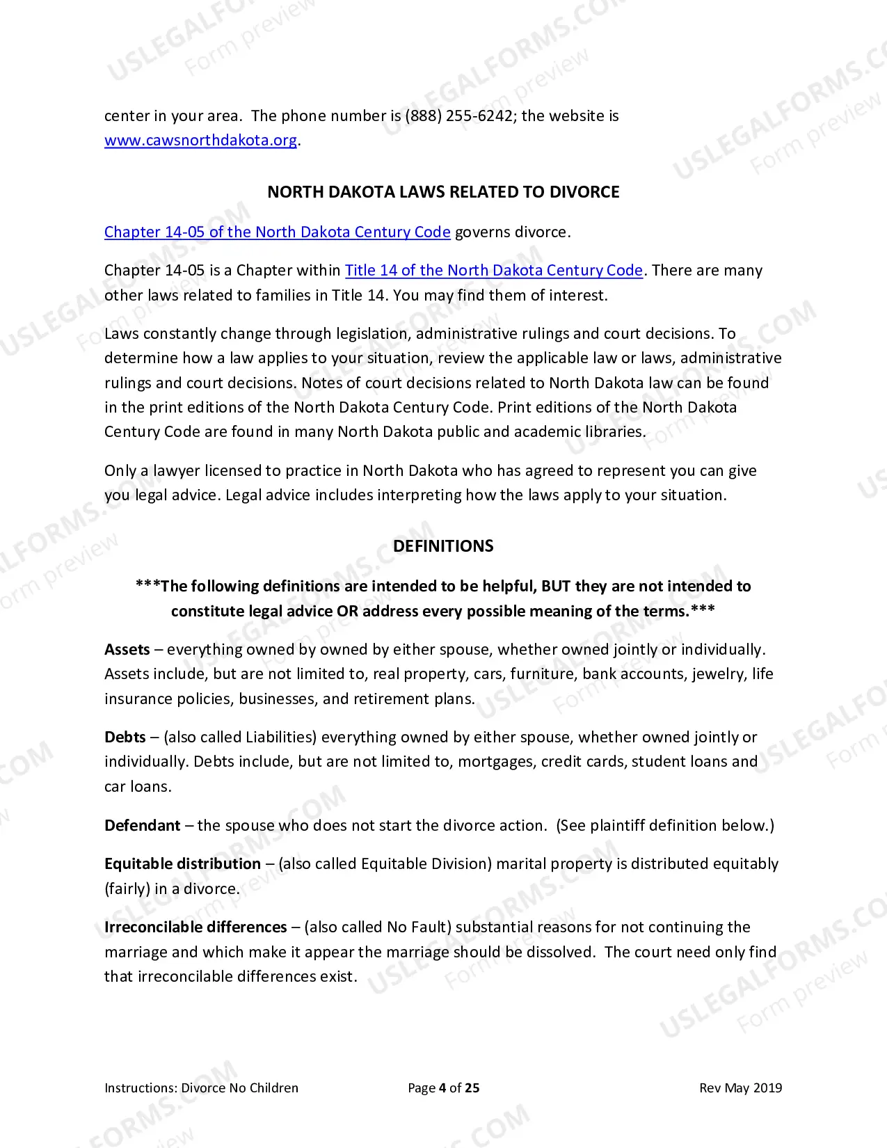 Preview Packet for Divorce with Agreement without Children