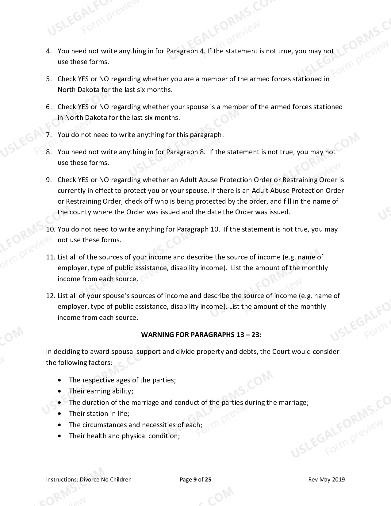 Preview Packet for Divorce with Agreement without Children
