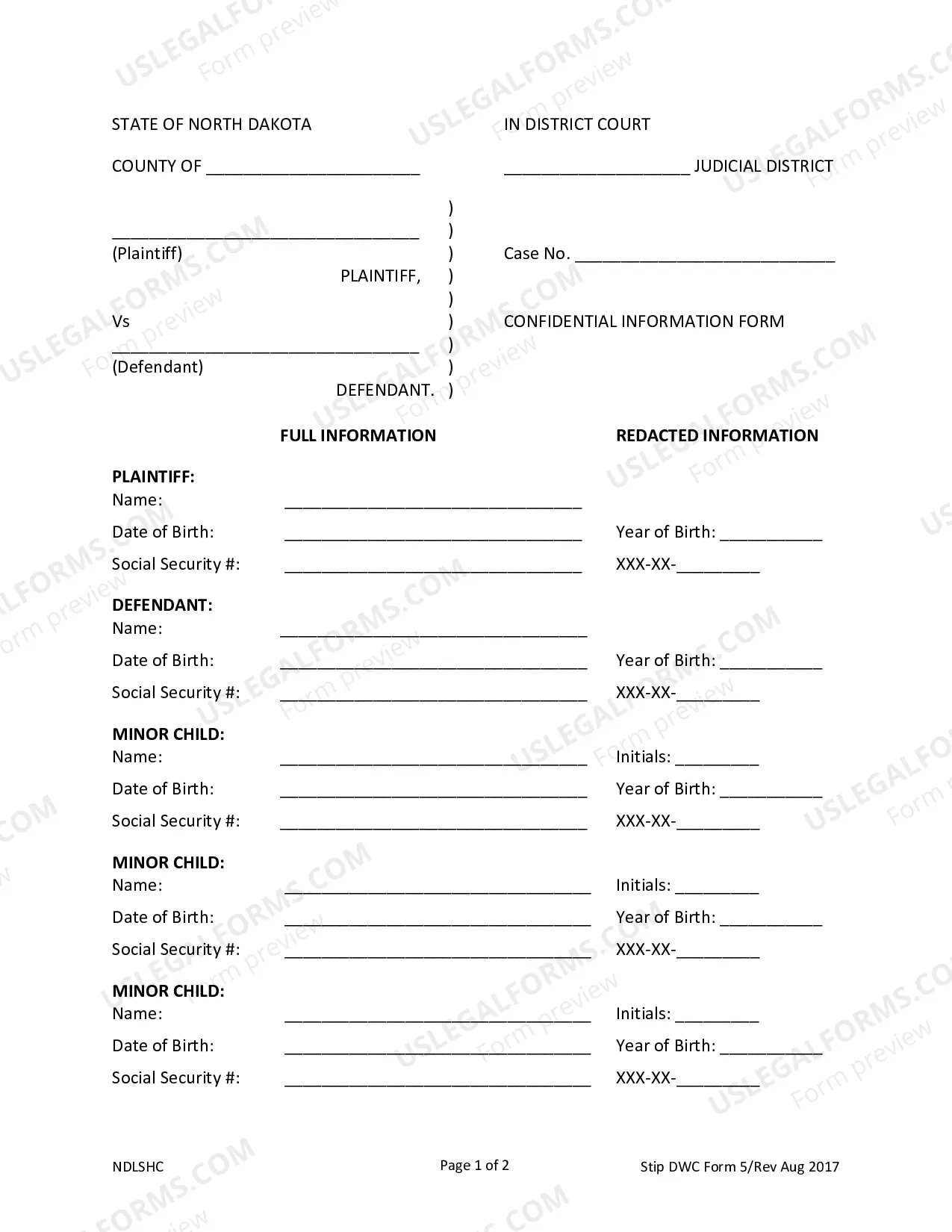 Preview Confidential Information Form