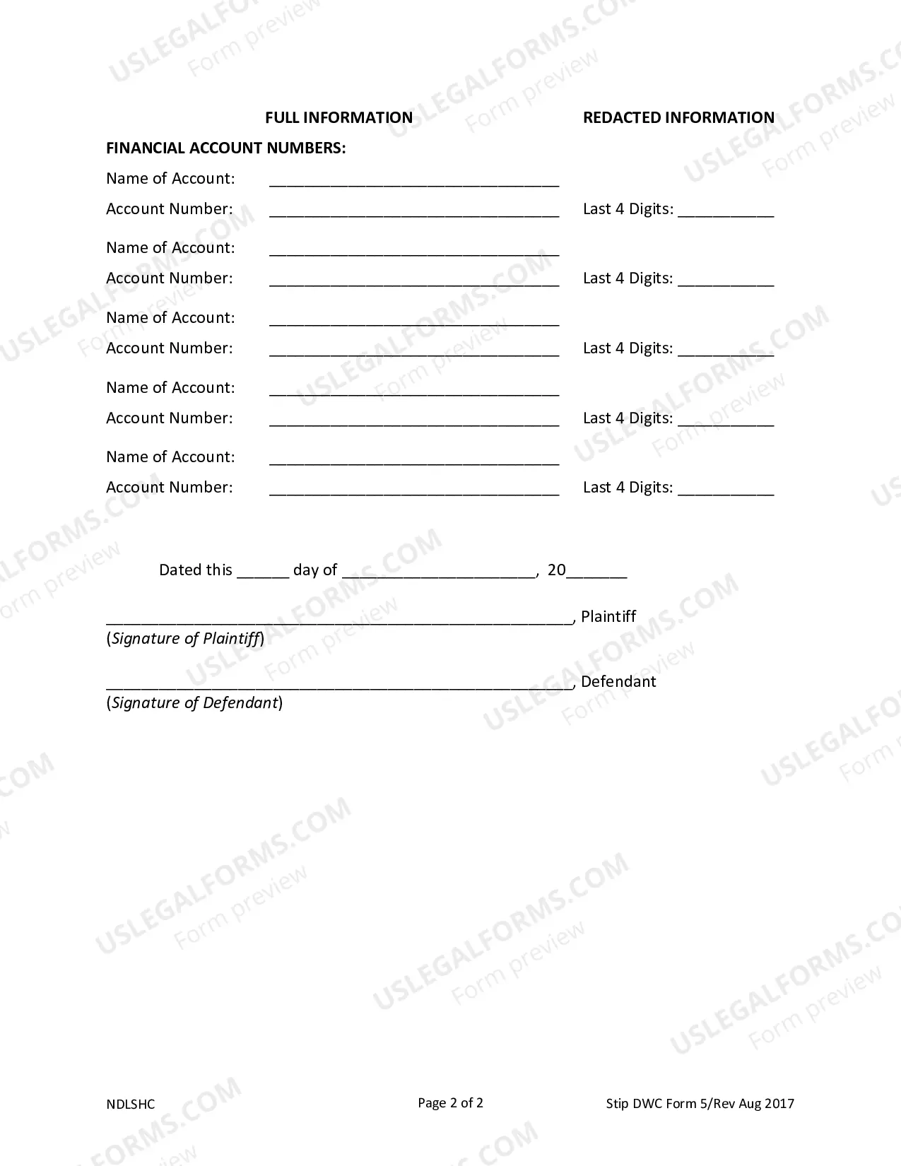 Preview Confidential Information Form
