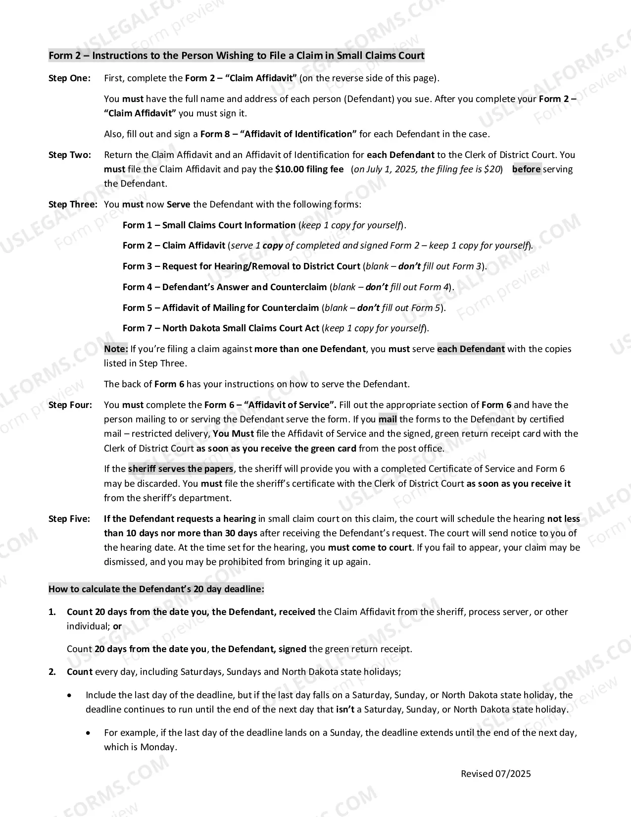 Preview Claim Affidavit
