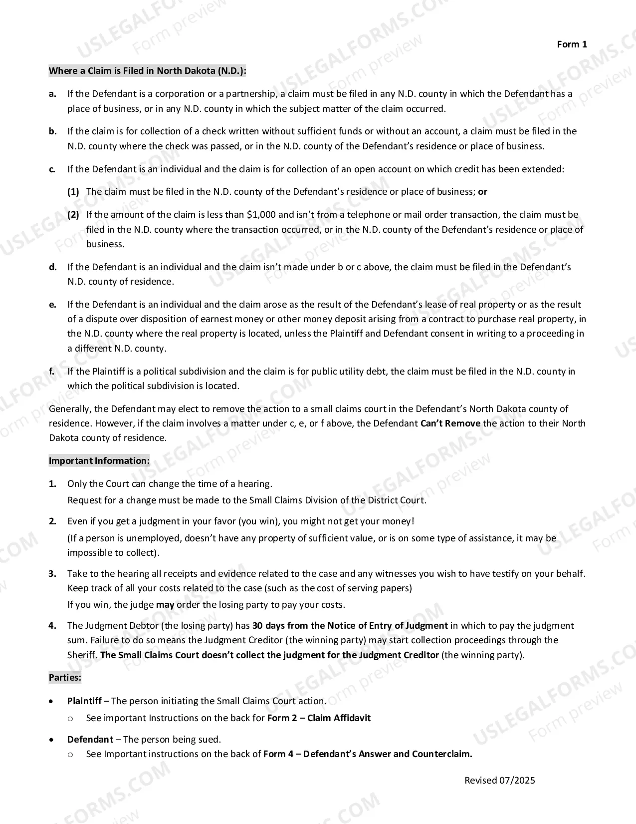 Preview Small Claims Court Information