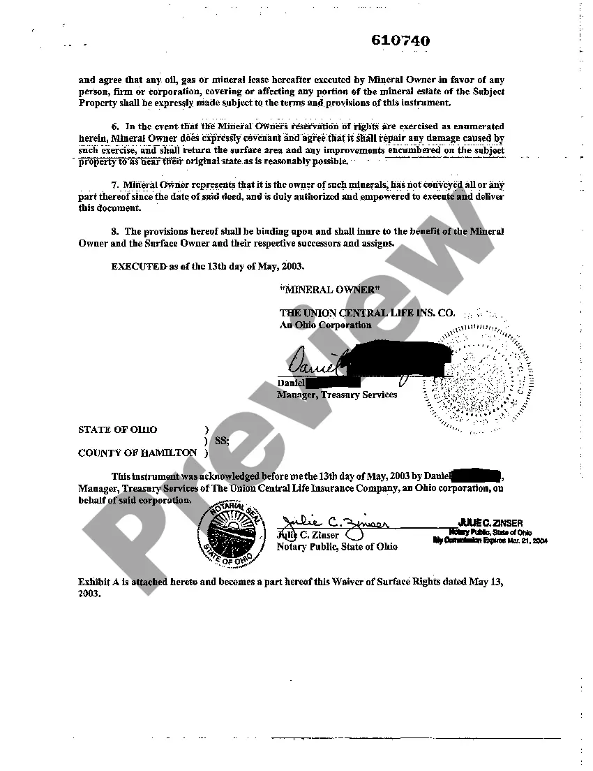 Preview Waiver of Surface Rights