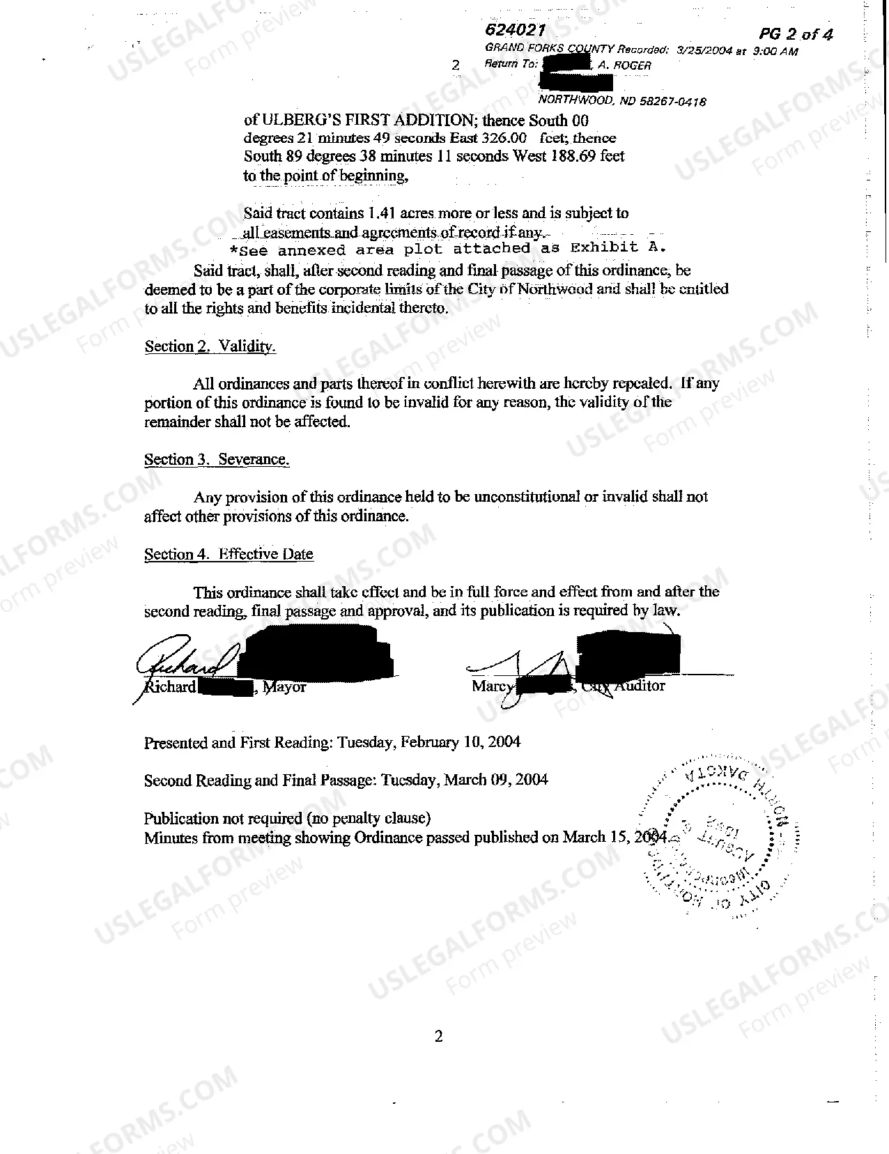 Preview An Ordinance Annexing a Certain Parcel of Land into the City