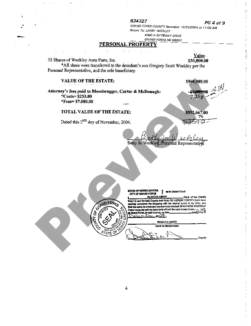 Preview A01 Final Account Appraisal of Decedent's Property