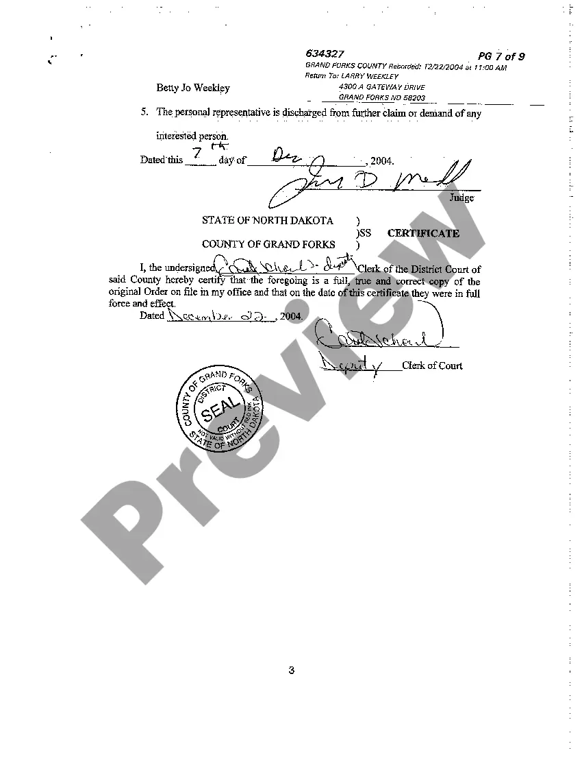 Preview A02 Order Approving Final Account and Distribution and Determining Testacy Status