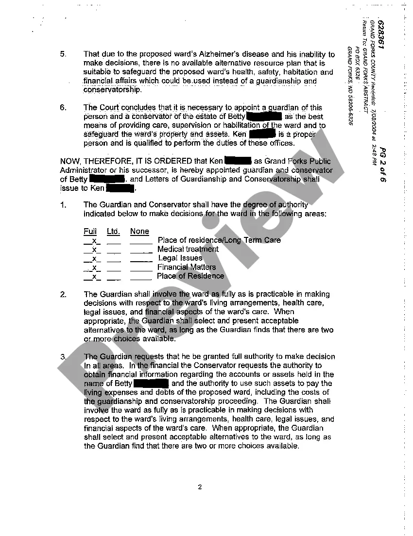 Get Order Appointing a Guardian and Conservator Preview Order Appointing a Guardian and Conservator