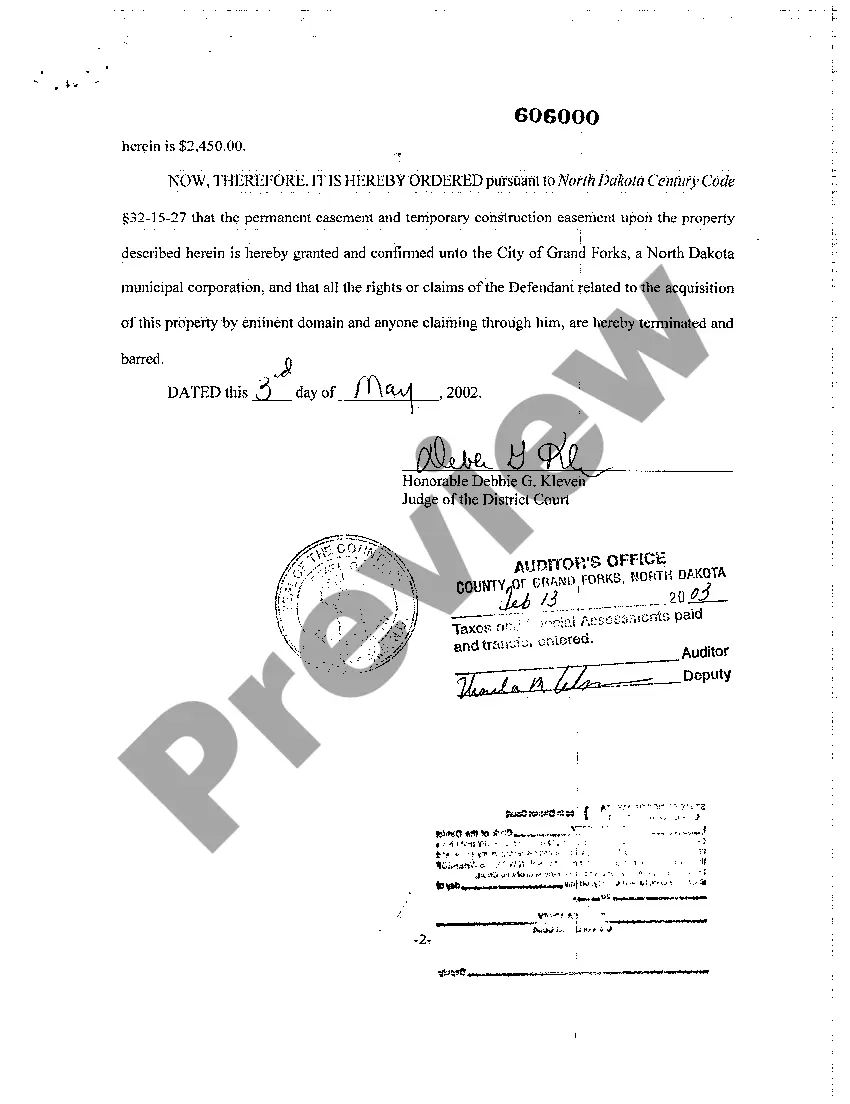 Preview Final Order of Condemnation