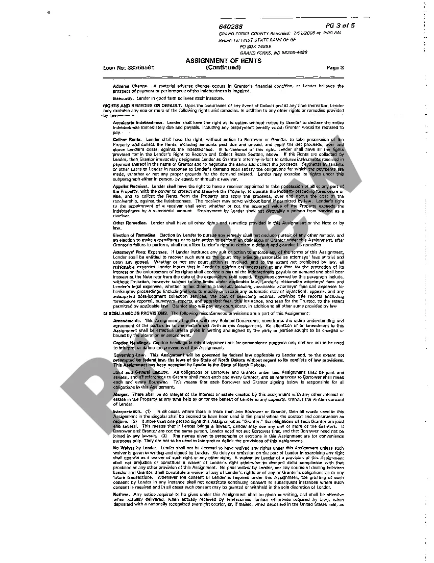 Preview Assignment of Rents