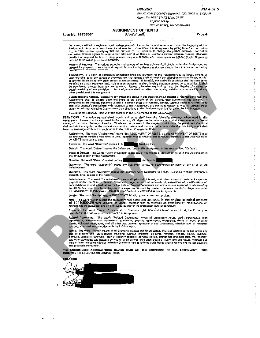 Preview Assignment of Rents