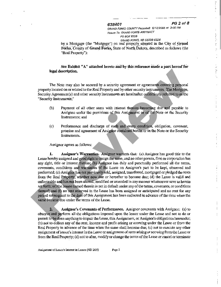 Preview Assignment of Lessor's Interest in Leases