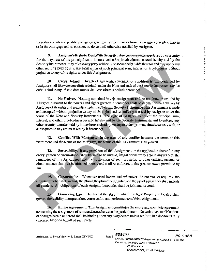 Preview Assignment of Lessor's Interest in Leases