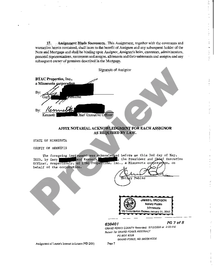 Preview Assignment of Lessor's Interest in Leases