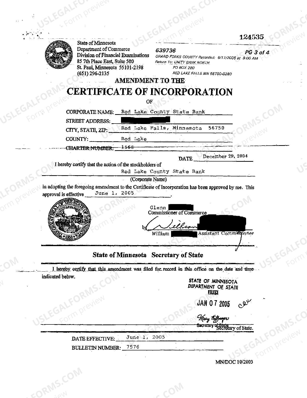 North Dakota Amendment to Certificate of Incorporation North Dakota