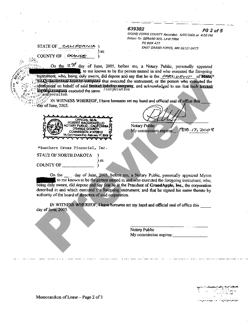 Preview Memorandum of Lease