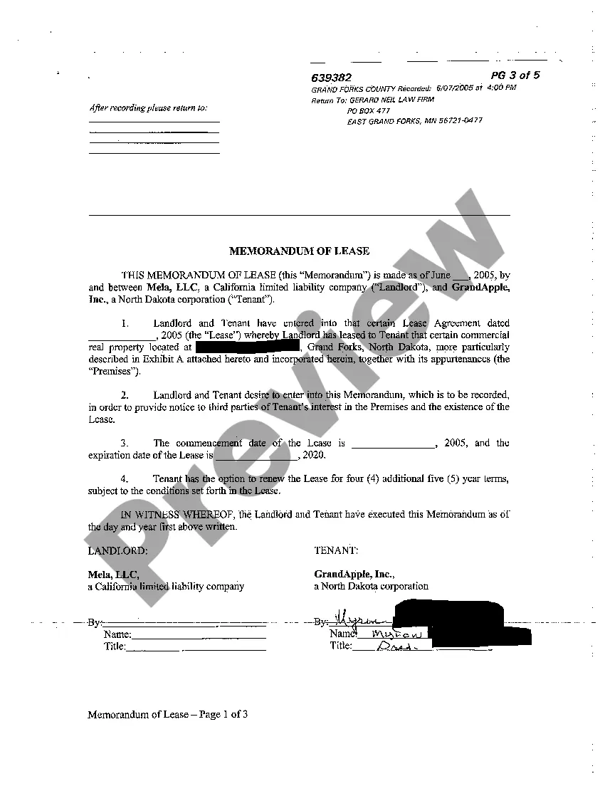 Preview Memorandum of Lease