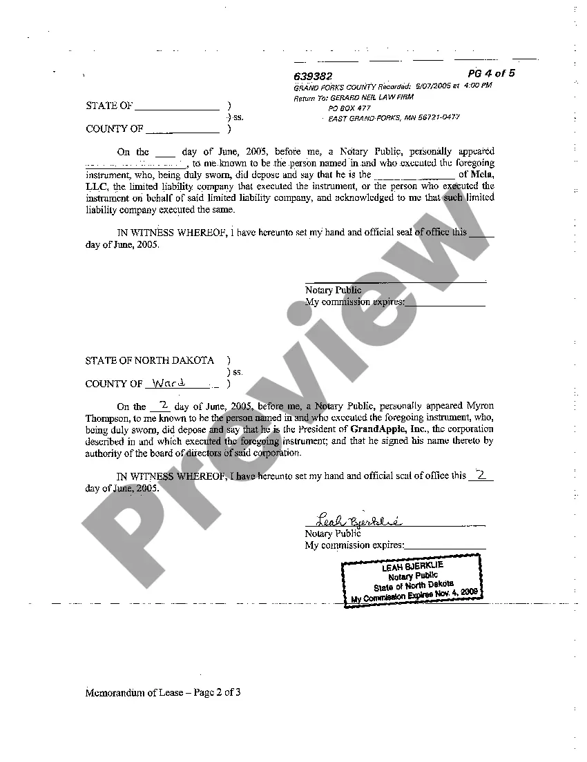 Preview Memorandum of Lease