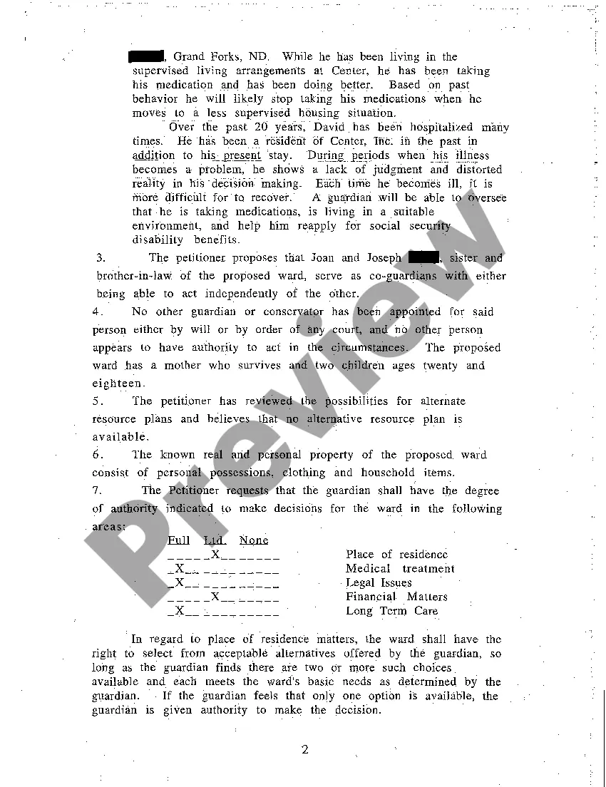 Preview A01 Petition for Appointment of a Guardian and Conservator regarding Institutionalized Ward