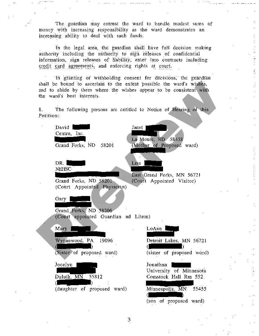 Preview A01 Petition for Appointment of a Guardian and Conservator regarding Institutionalized Ward