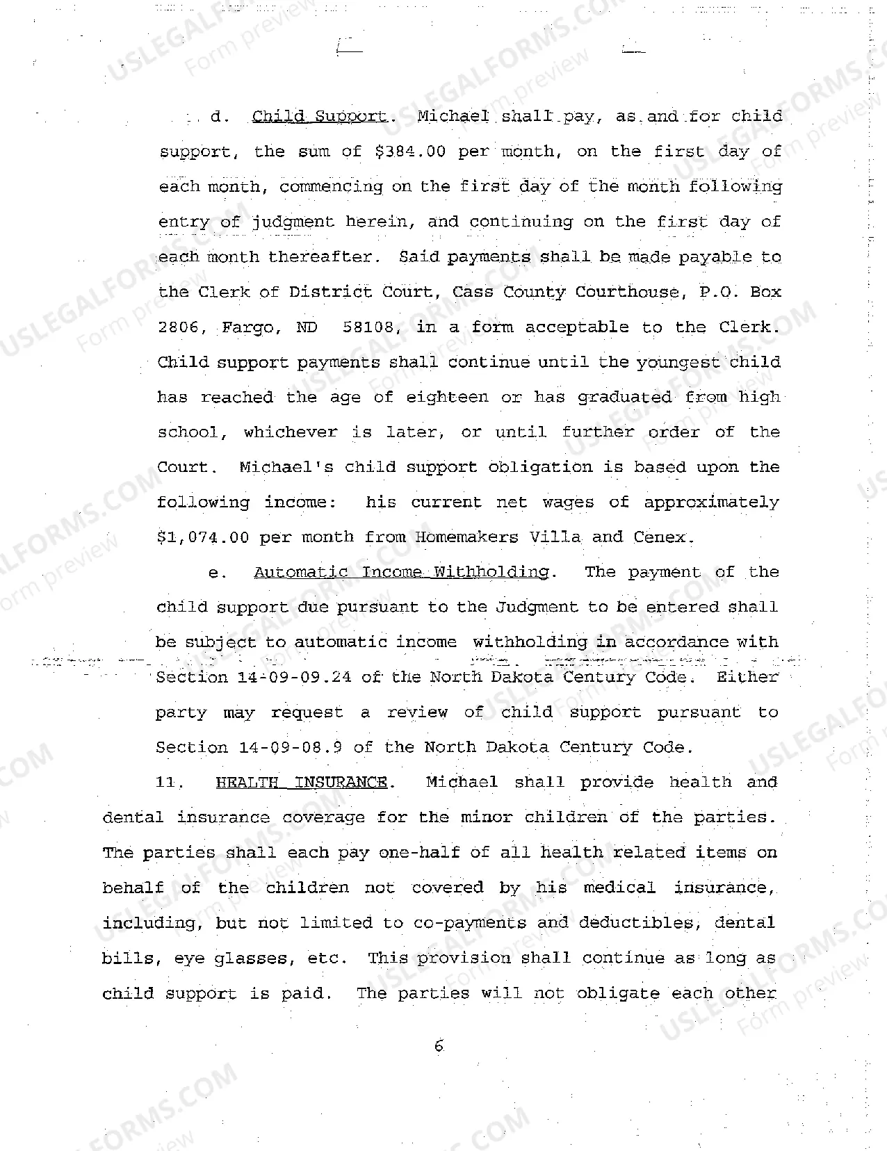 Preview A01 Judgment and Decree Ordering in Part Payment of Child Support