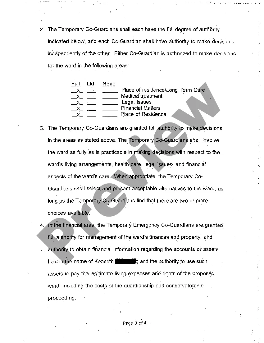 Preview A02 Order Appointing Temporary Guardians for Incompetent Person