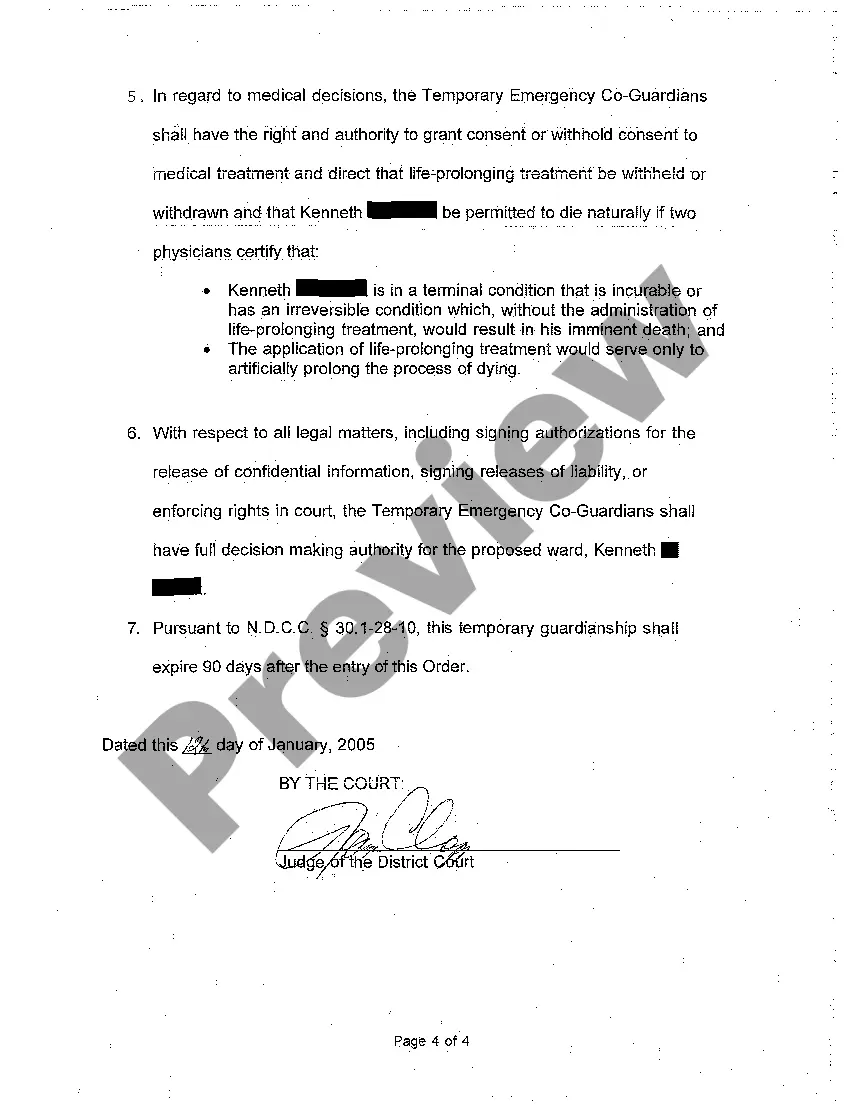 Preview A02 Order Appointing Temporary Guardians for Incompetent Person