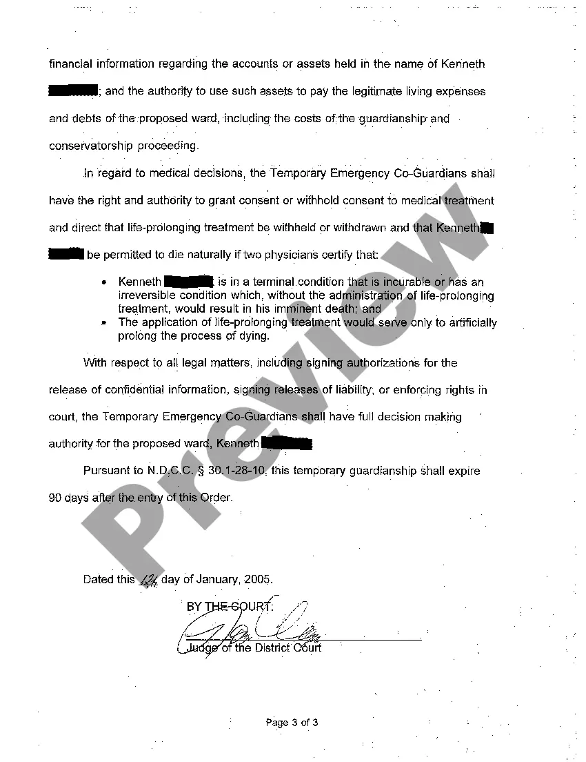 Preview A03 Letters of Temporary Guardianship for Incompetent Person