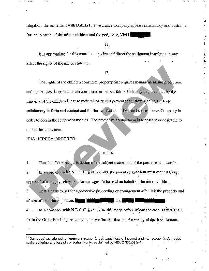 Preview A03 Order Approving Minors' Settlement