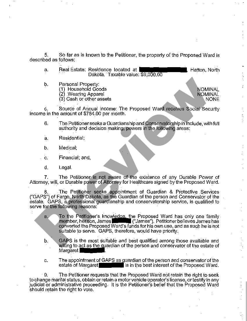 Preview A01 Petition for Appointment of Guardian of the Person and Conservator of the Estate