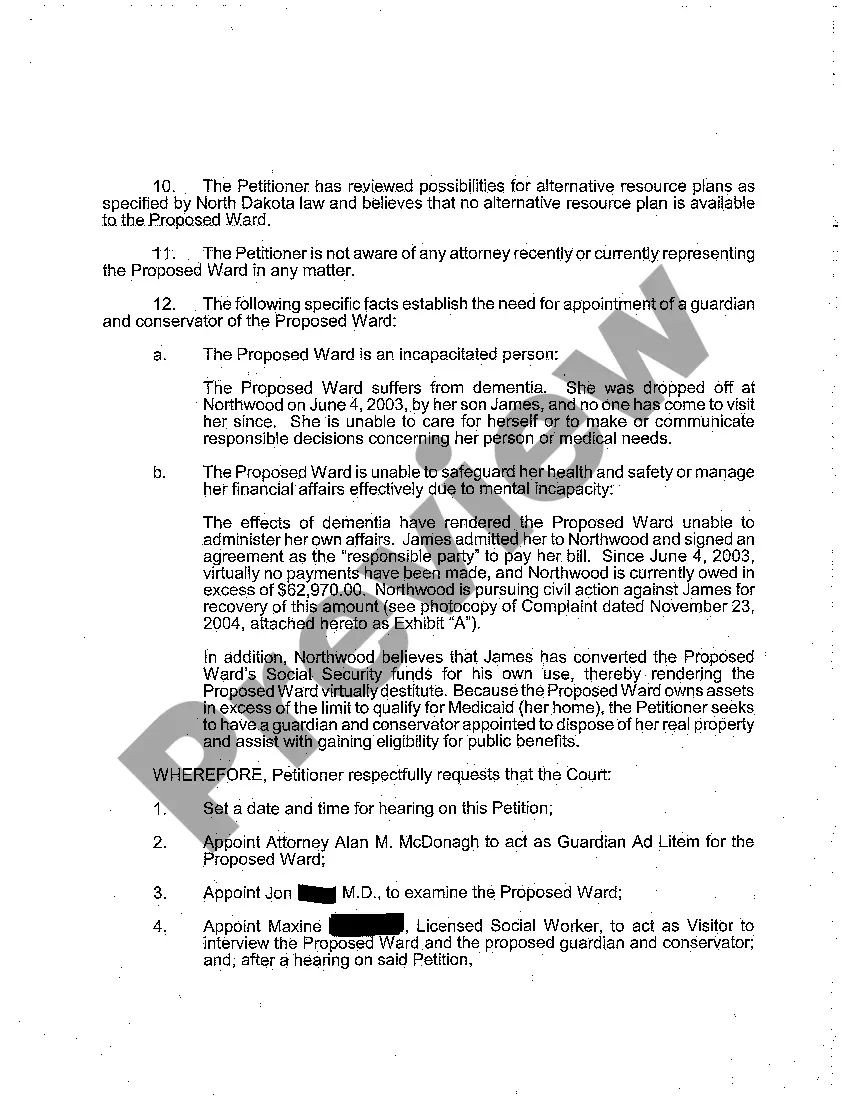 Preview A01 Petition for Appointment of Guardian of the Person and Conservator of the Estate