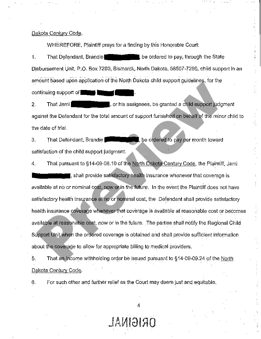 Get A01 Complaint for Child Support Enforcement Preview A01 Complaint for Child Support Enforcement