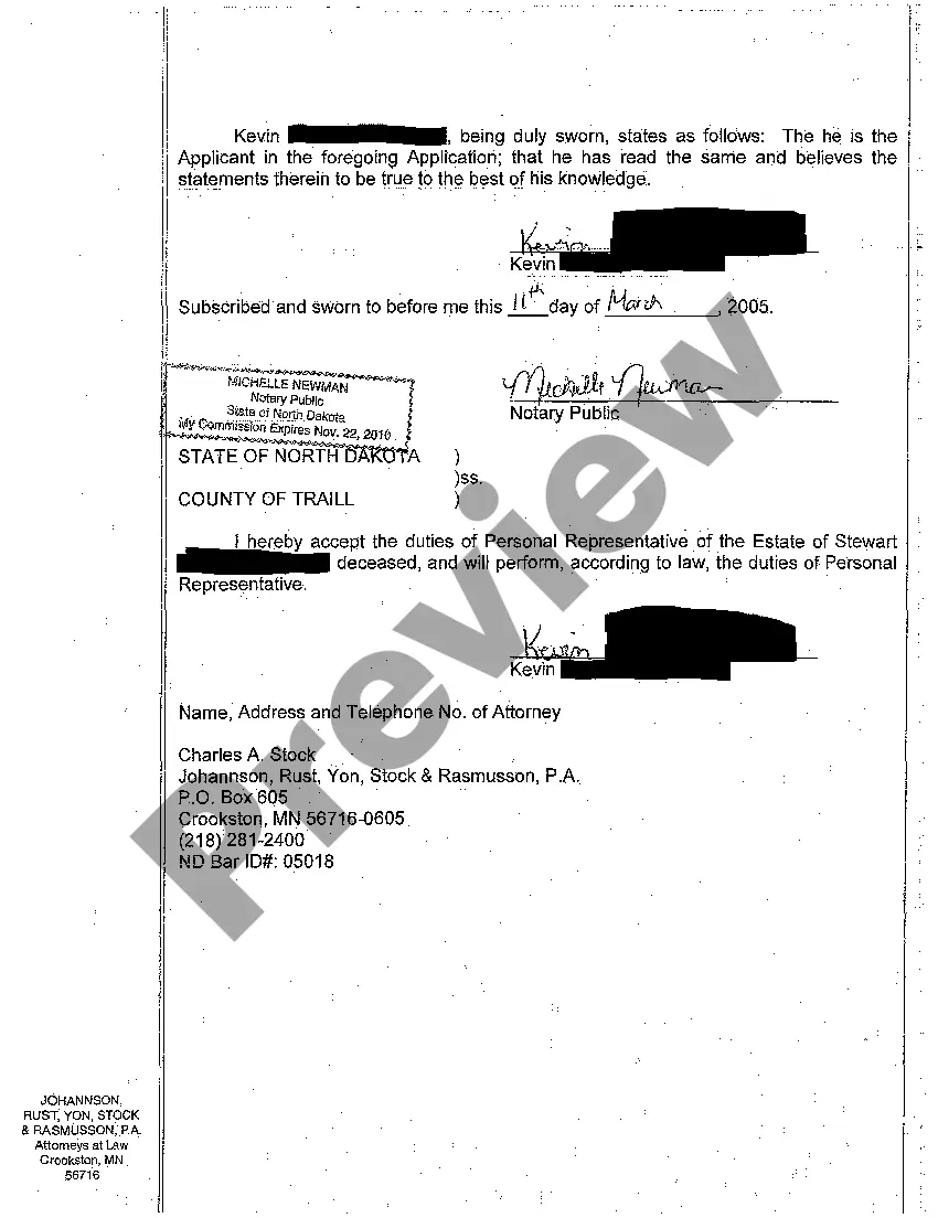 Preview A01 Application for Informal Appointment of a Personal Representative in Intestacy