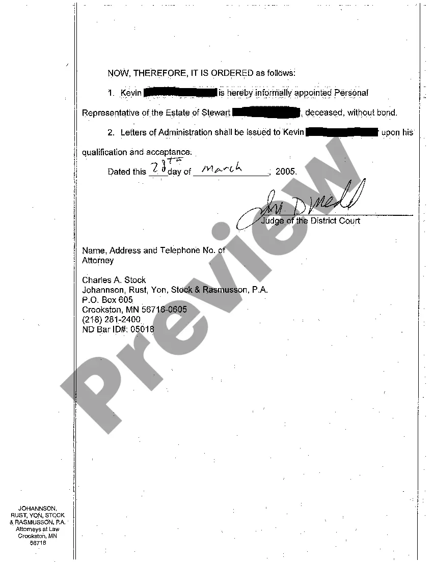 Preview A03 Statement of Informal Appointment of Personal Representative