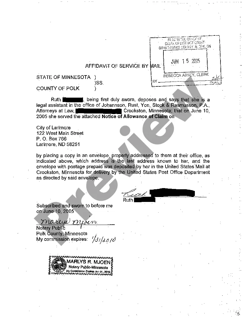 Preview A04 Notice of Allowance of Claim