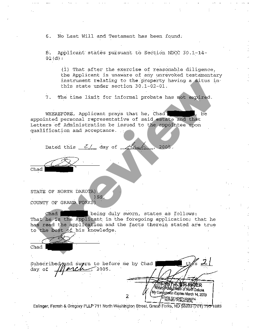 North Dakota Formal Probate US Legal Forms