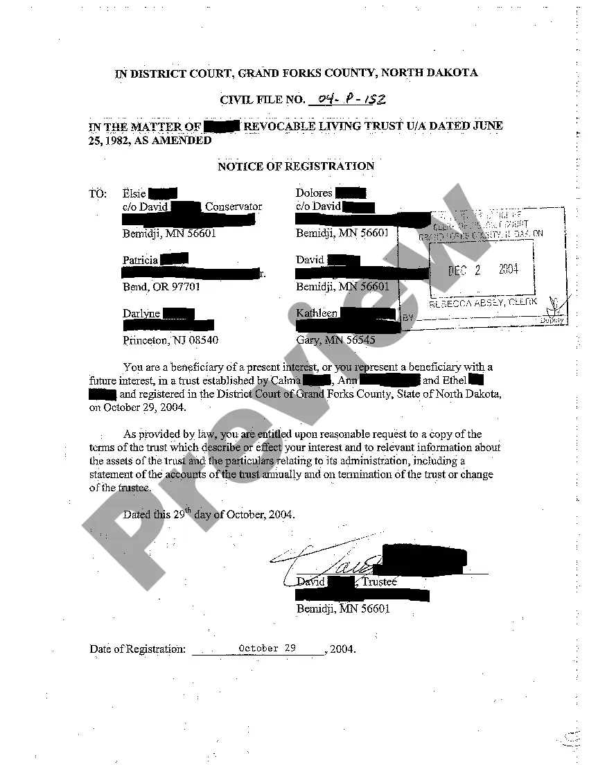 Preview A04 Notice of Hearing Petition for Partial Distribution of Trust