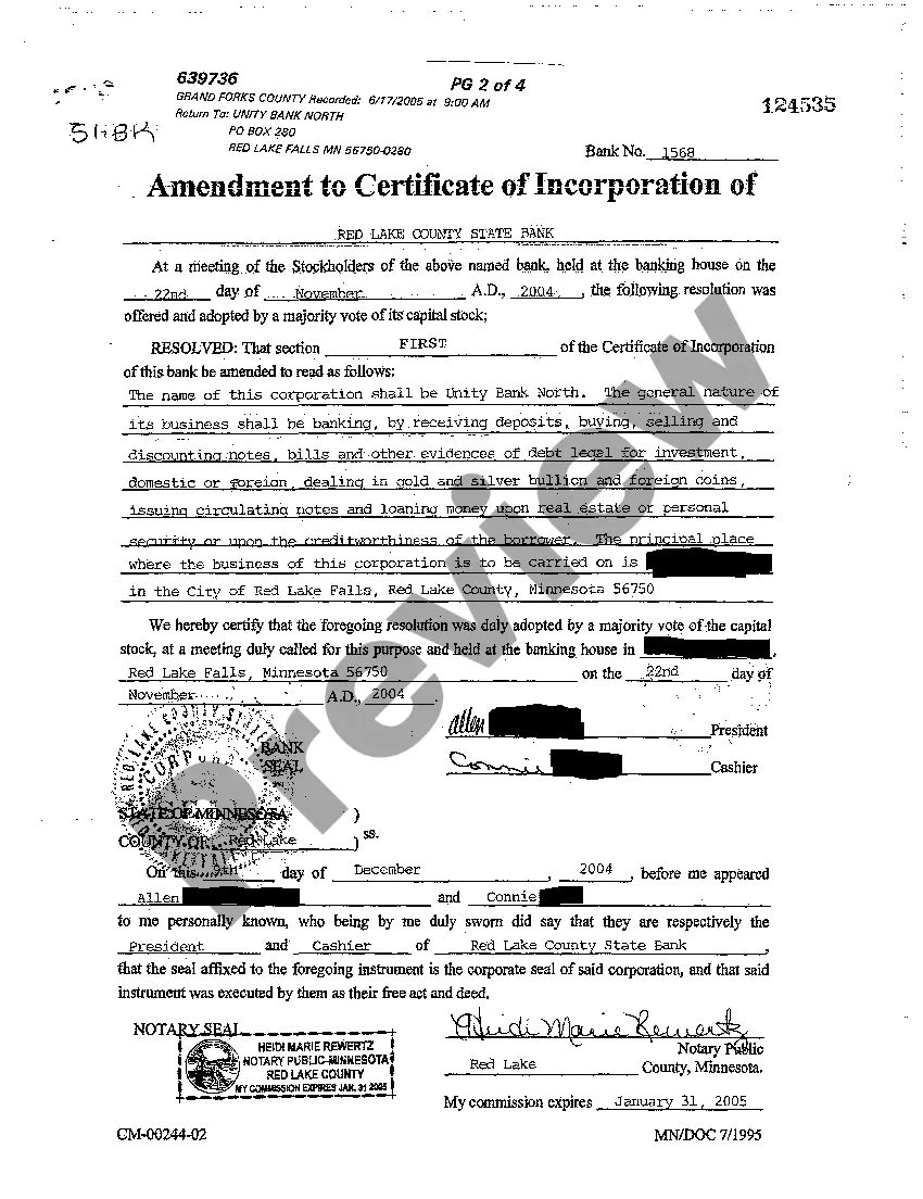 Preview Amendment to Certificate of Incorporation