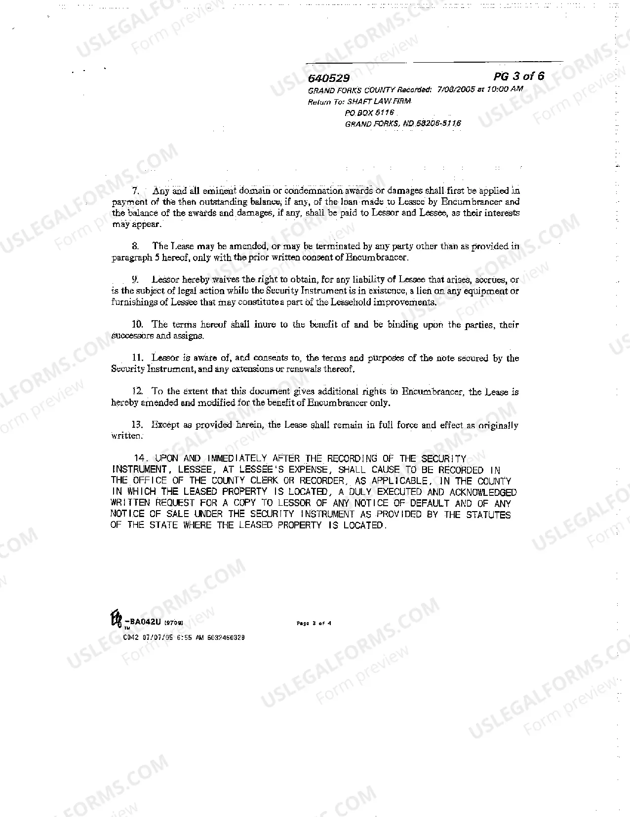 Preview Consent to Encumbrance of Lease and Amendment to Lease