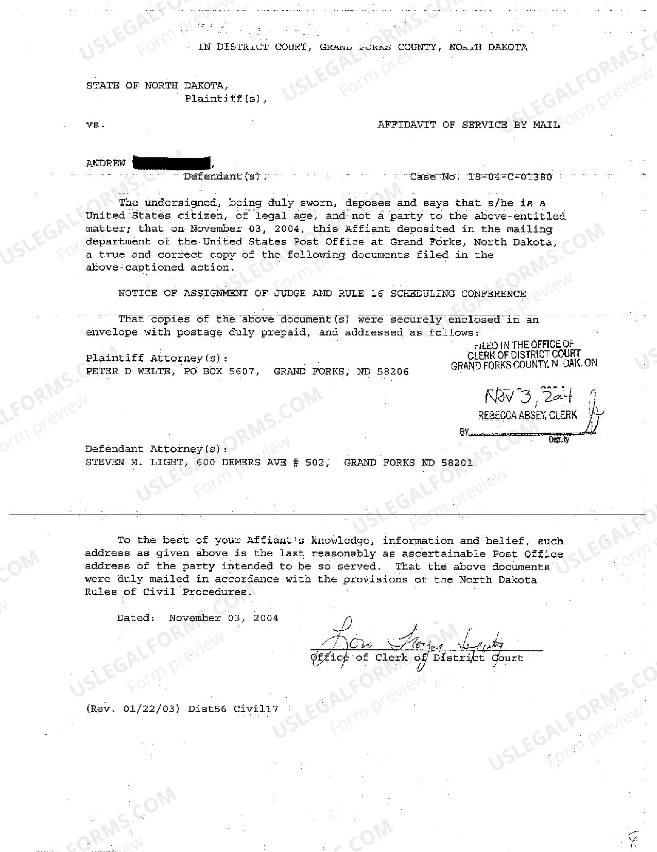 Preview A02 Notice of Assignment of Judge and Scheduling Order