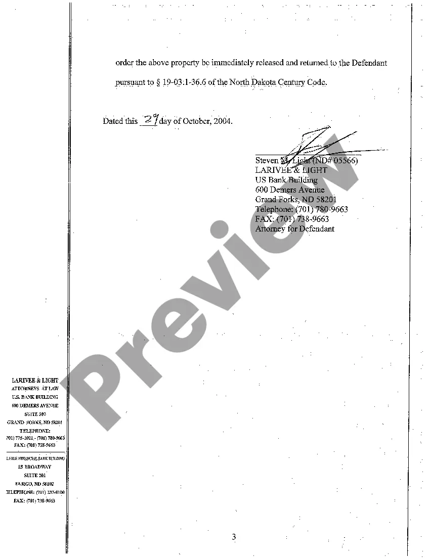 Preview A03 Answer to Complaint for Asset Forfeiture