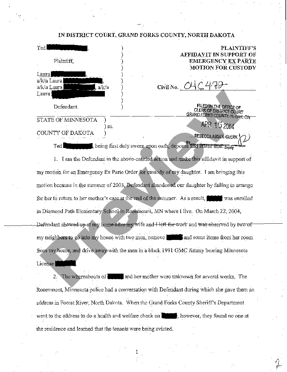 Motion For Emergency Custody Form Nevada