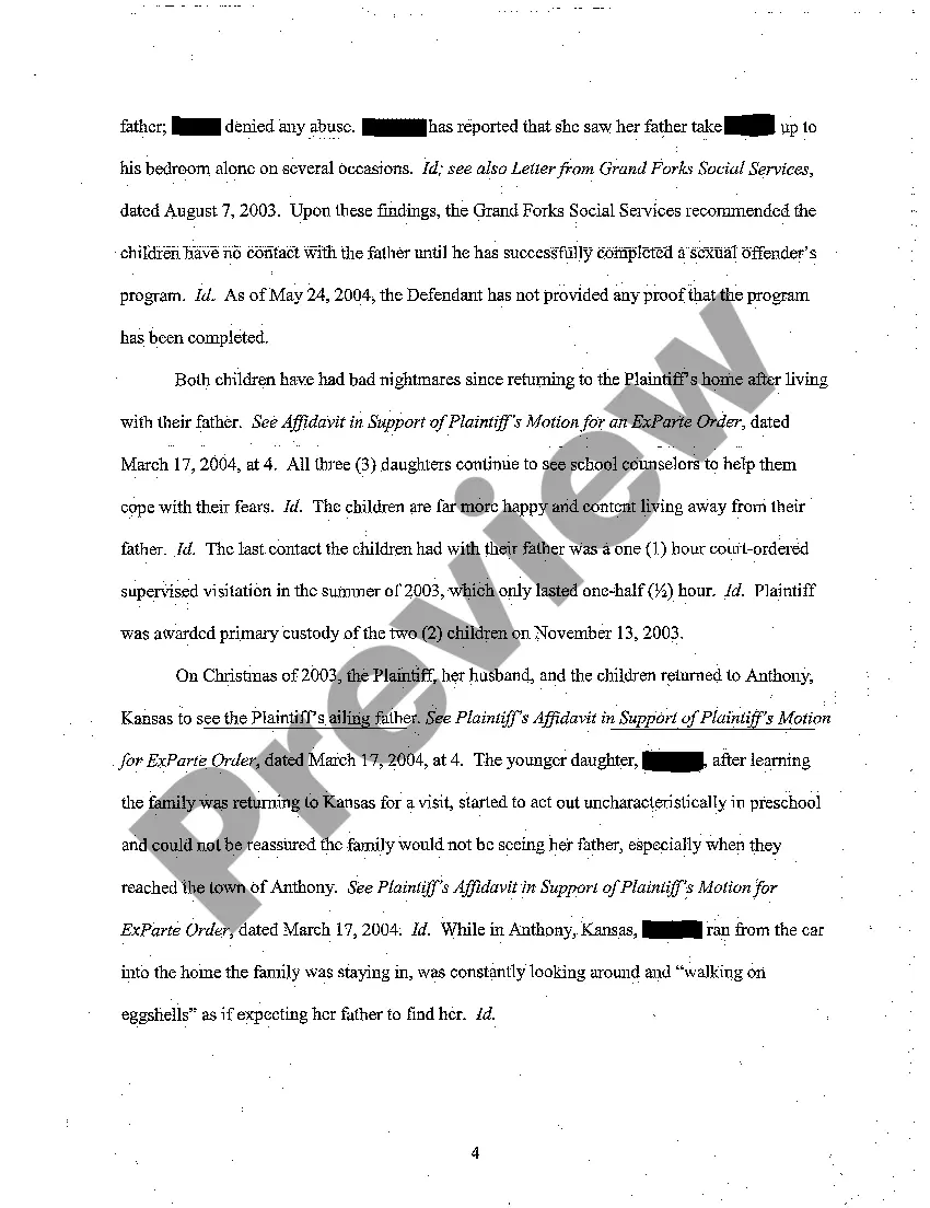 Preview A01 Amended Brief in Support of Motion to Amend Visitation - abuse of children by parent