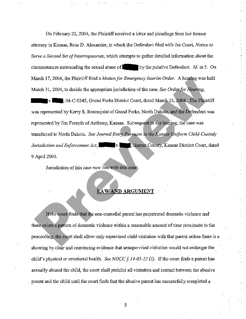 Preview A01 Amended Brief in Support of Motion to Amend Visitation - abuse of children by parent