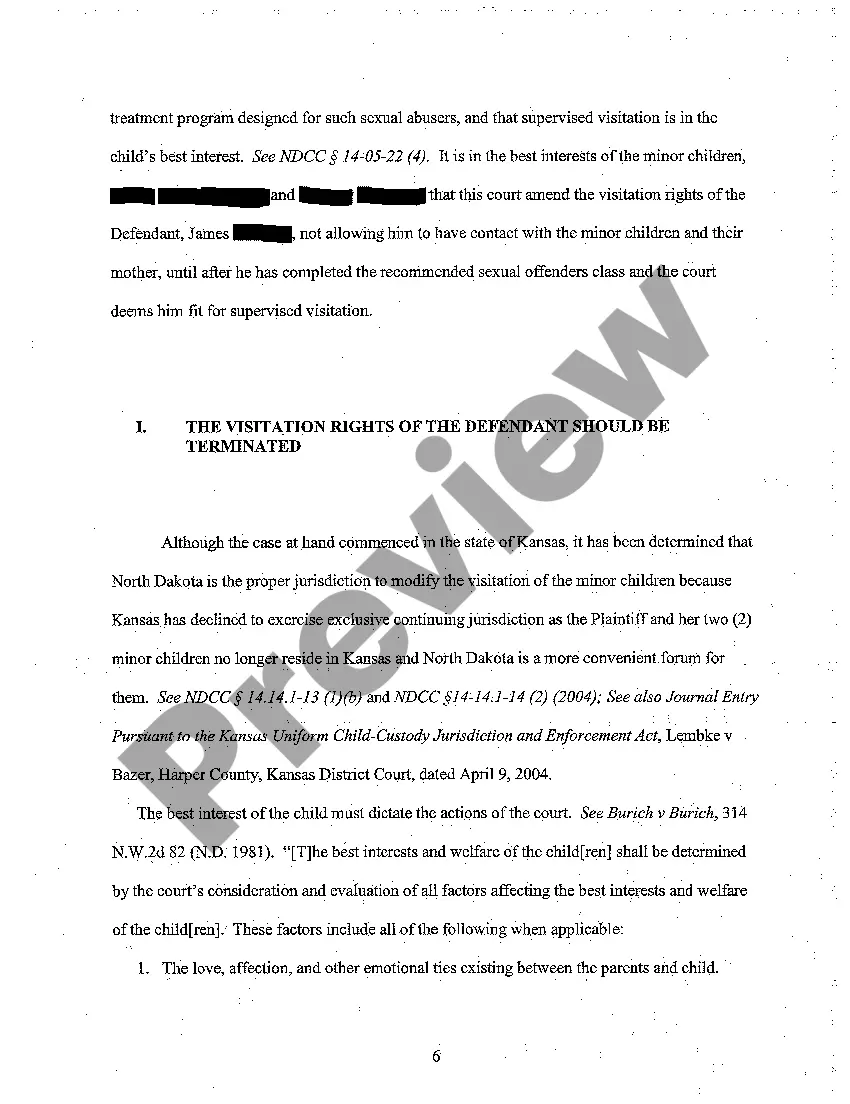 Preview A01 Amended Brief in Support of Motion to Amend Visitation - abuse of children by parent