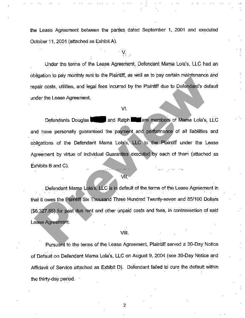 Preview A01 Complaint for Eviction