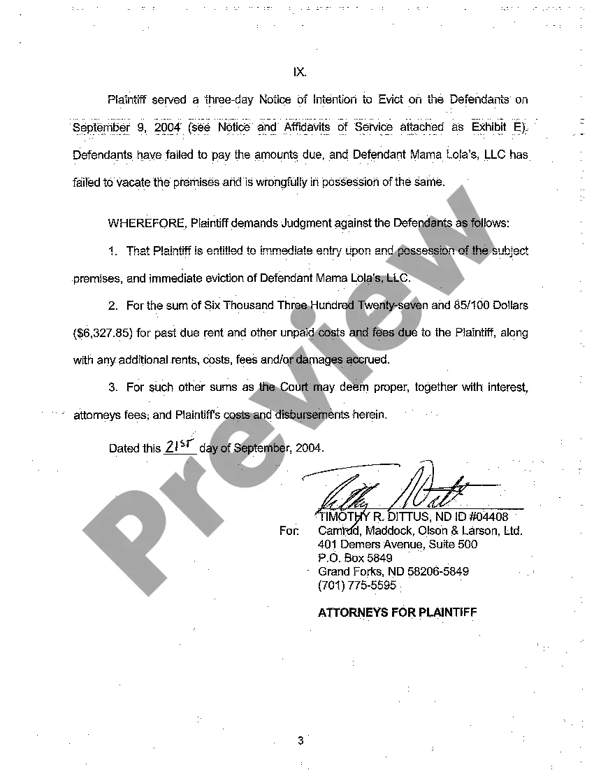 Preview A01 Complaint for Eviction