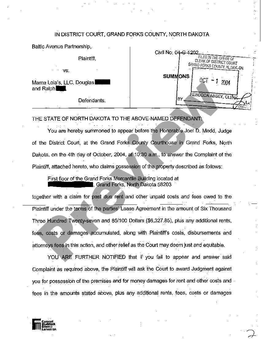 Preview A01 Complaint for Eviction